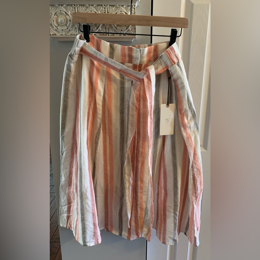 Eliane Rose Linen Pastel Striped Skirt Garden NWT - SZ 14